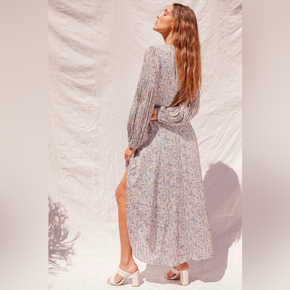 Lulus Garden Paths Floral Puff Sleeve Maxi Dress hippie Gypsy babydoll prairie S - Picture 8 of 15